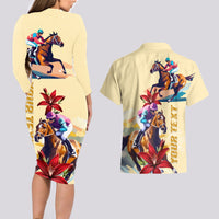 Kentucky Couples Matching Long Sleeve Bodycon Dress and Hawaiian Shirt Horse Racing Lily Stargazer - Wonder Print Shop