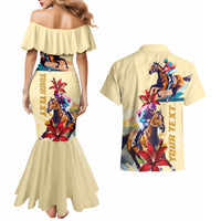 Kentucky Couples Matching Mermaid Dress and Hawaiian Shirt Horse Racing Lily Stargazer - Wonder Print Shop
