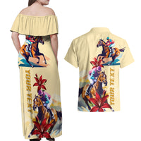 Kentucky Couples Matching Off Shoulder Maxi Dress and Hawaiian Shirt Horse Racing Lily Stargazer - Wonder Print Shop