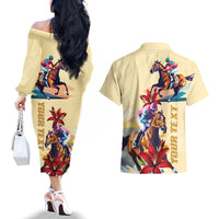 Kentucky Couples Matching Off The Shoulder Long Sleeve Dress and Hawaiian Shirt Horse Racing Lily Stargazer - Wonder Print Shop