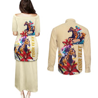 Kentucky Couples Matching Puletasi and Long Sleeve Button Shirt Horse Racing Lily Stargazer - Wonder Print Shop