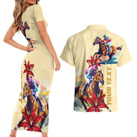 Kentucky Couples Matching Short Sleeve Bodycon Dress and Hawaiian Shirt Horse Racing Lily Stargazer - Wonder Print Shop