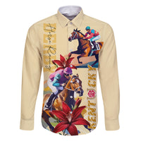 Kentucky Family Matching Off Shoulder Long Sleeve Dress and Hawaiian Shirt Horse Racing Lily Stargazer - Wonder Print Shop