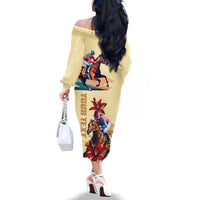 Kentucky Family Matching Off Shoulder Long Sleeve Dress and Hawaiian Shirt Horse Racing Lily Stargazer - Wonder Print Shop