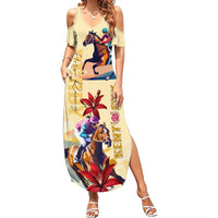 Kentucky Summer Maxi Dress Horse Racing Lily Stargazer - Wonder Print Shop