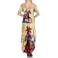 Kentucky Summer Maxi Dress Horse Racing Lily Stargazer - Wonder Print Shop