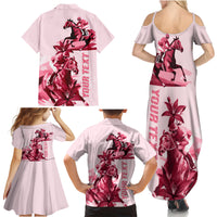Kentucky Family Matching Summer Maxi Dress and Hawaiian Shirt Horse Racing Lily Stargazer Pink Version - Wonder Print Shop