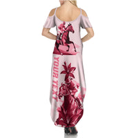 Kentucky Family Matching Summer Maxi Dress and Hawaiian Shirt Horse Racing Lily Stargazer Pink Version - Wonder Print Shop