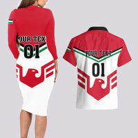 Jordan Football Couples Matching Long Sleeve Bodycon Dress and Hawaiian Shirt The Chivalrous Go Champion - Wonder Print Shop