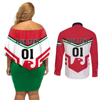 Jordan Football Couples Matching Off Shoulder Short Dress and Long Sleeve Button Shirt The Chivalrous Go Champion - Wonder Print Shop