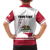 Personalized California Republic Family Matching Off Shoulder Short Dress and Hawaiian Shirt Red Star The Bear Flag