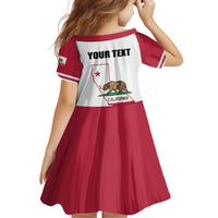 Personalized California Republic Kid Short Sleeve Dress Red Star The Bear Flag