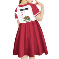 Personalized California Republic Kid Short Sleeve Dress Red Star The Bear Flag