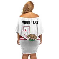 Personalized California Republic Off Shoulder Short Dress Red Star The Bear Flag