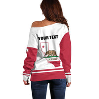 Personalized California Republic Off Shoulder Sweater Red Star The Bear Flag