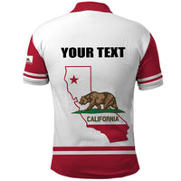 Personalized California Republic Polo Shirt Red Star The Bear Flag