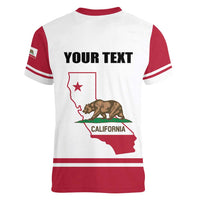 Personalized California Republic Women V-Neck T-Shirt Red Star The Bear Flag