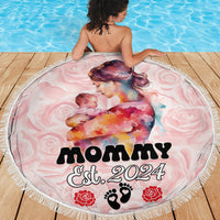Happy Mother Day Beach Blanket Mommy Est 2024 - Wonder Print Shop