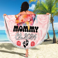 Happy Mother Day Beach Blanket Mommy Est 2024 - Wonder Print Shop