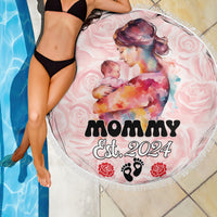 Happy Mother Day Beach Blanket Mommy Est 2024 - Wonder Print Shop
