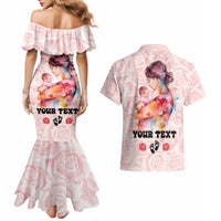Happy Mother Day Couples Matching Mermaid Dress and Hawaiian Shirt Mommy Est 2024 - Wonder Print Shop