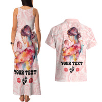 Happy Mother Day Couples Matching Tank Maxi Dress and Hawaiian Shirt Mommy Est 2024 - Wonder Print Shop