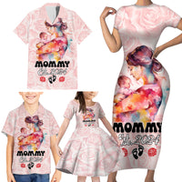 Happy Mother Day Family Matching Short Sleeve Bodycon Dress and Hawaiian Shirt Mommy Est 2024 - Wonder Print Shop