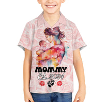 Happy Mother Day Family Matching Short Sleeve Bodycon Dress and Hawaiian Shirt Mommy Est 2024 - Wonder Print Shop