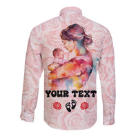 Happy Mother Day Long Sleeve Button Shirt Mommy Est 2024 - Wonder Print Shop