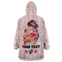 Happy Mother Day Wearable Blanket Hoodie Mommy Est 2024 - Wonder Print Shop