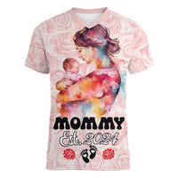 Happy Mother Day Women V Neck T Shirt Mommy Est 2024 - Wonder Print Shop