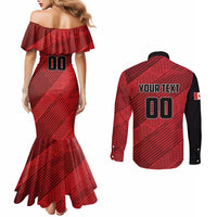 Custom Canada Soccer Couples Matching Mermaid Dress and Long Sleeve Button Shirt Maple Leaf Together We Rise