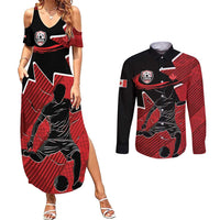 Custom Canada Soccer Couples Matching Summer Maxi Dress and Long Sleeve Button Shirt Maple Leaf Together We Rise