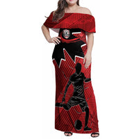 Custom Canada Soccer Family Matching Off Shoulder Maxi Dress and Hawaiian Shirt Maple Leaf Together We Rise