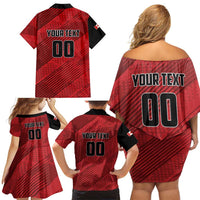 Custom Canada Soccer Family Matching Off Shoulder Short Dress and Hawaiian Shirt Maple Leaf Together We Rise
