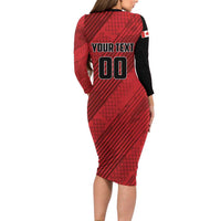Custom Canada Soccer Long Sleeve Bodycon Dress Maple Leaf Together We Rise
