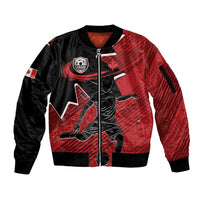 Custom Canada Soccer Sleeve Zip Bomber Jacket Maple Leaf Together We Rise