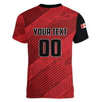 Custom Canada Soccer Women V-Neck T-Shirt Maple Leaf Together We Rise