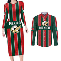 Custom Mexico Football Couples Matching Long Sleeve Bodycon Dress and Long Sleeve Button Shirt Siempre Con El Tri