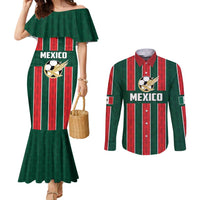 Custom Mexico Football Couples Matching Mermaid Dress and Long Sleeve Button Shirt Siempre Con El Tri
