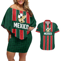 Custom Mexico Football Couples Matching Off Shoulder Short Dress and Hawaiian Shirt Siempre Con El Tri
