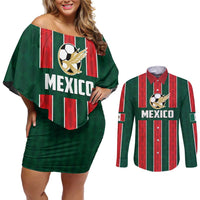Custom Mexico Football Couples Matching Off Shoulder Short Dress and Long Sleeve Button Shirt Siempre Con El Tri
