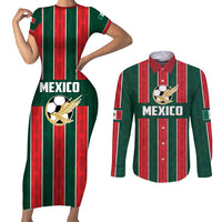 Custom Mexico Football Couples Matching Short Sleeve Bodycon Dress and Long Sleeve Button Shirt Siempre Con El Tri