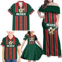 Custom Mexico Football Family Matching Off Shoulder Maxi Dress and Hawaiian Shirt Siempre Con El Tri
