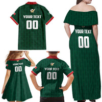 Custom Mexico Football Family Matching Off Shoulder Maxi Dress and Hawaiian Shirt Siempre Con El Tri