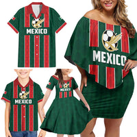 Custom Mexico Football Family Matching Off Shoulder Short Dress and Hawaiian Shirt Siempre Con El Tri
