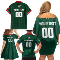 Custom Mexico Football Family Matching Off Shoulder Short Dress and Hawaiian Shirt Siempre Con El Tri