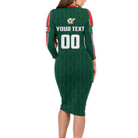 Custom Mexico Football Long Sleeve Bodycon Dress Siempre Con El Tri