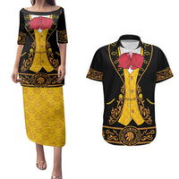 Mexican Mariachi Charro Suit Stylized Couples Matching Puletasi and Hawaiian Shirt Cinco de Mayo Fiesta