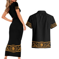 Mexican Mariachi Charro Suit Stylized Couples Matching Short Sleeve Bodycon Dress and Hawaiian Shirt Cinco de Mayo Fiesta
